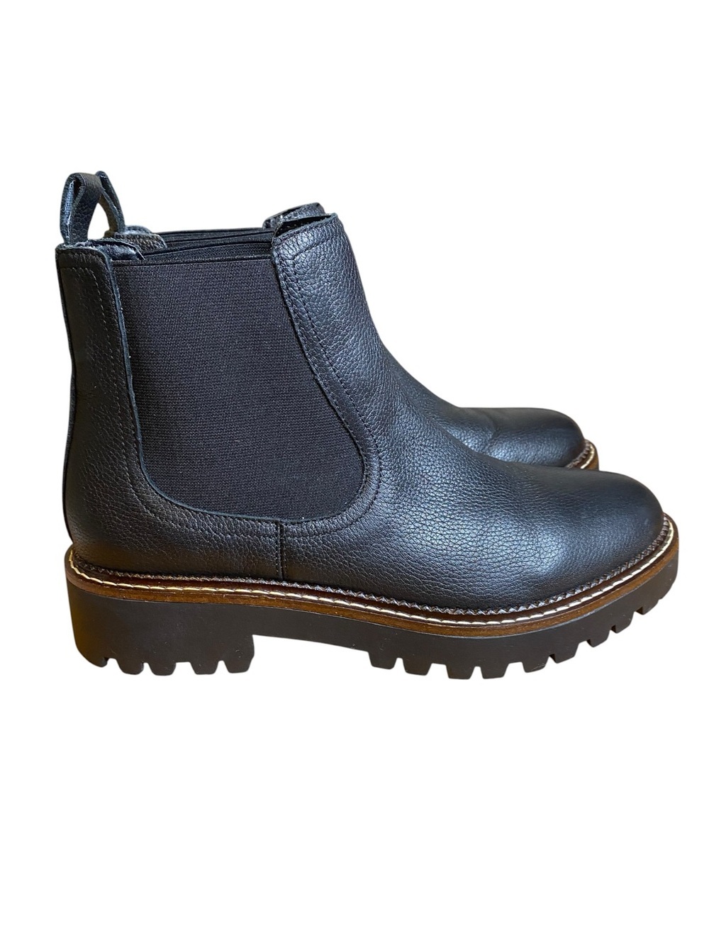 Caslon Miller Lea Water Resistant Black Leather Utility Lug Boots Women’s Size 9